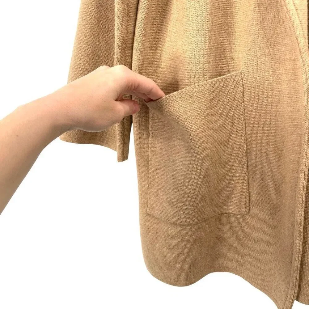 J. Crew Sophie open-front knit sweater blazer Size M tan caramel camel neutral‎